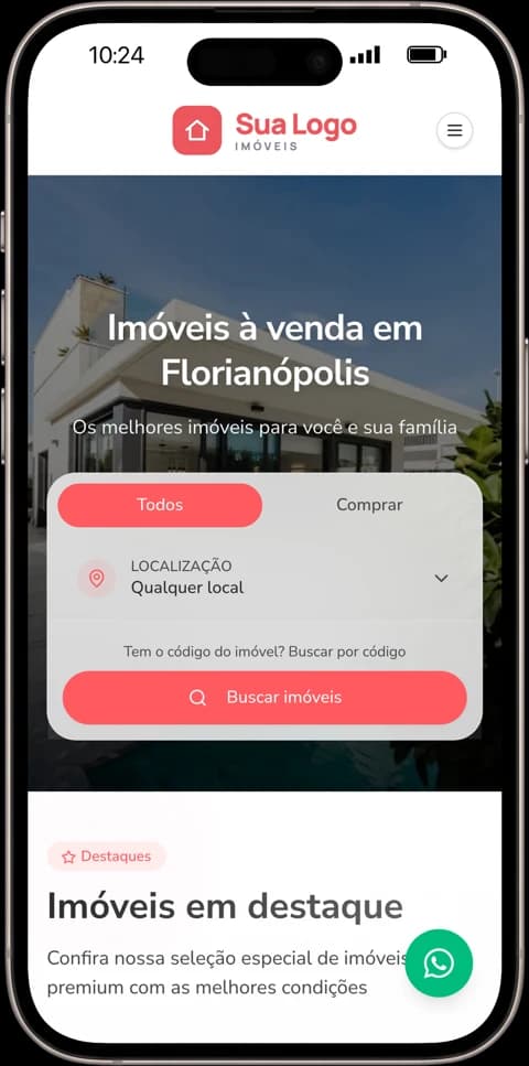 O mesmo site da imobiliária no celular